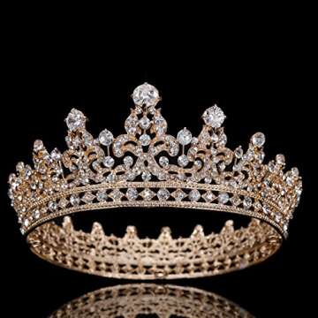 FUMUD Charm Rhinestone Zircon Crown Bridal Tiara Crystal CZ Diadem For Bride Princess Pageant Wedding Hair Accessories (#101 rose gold)