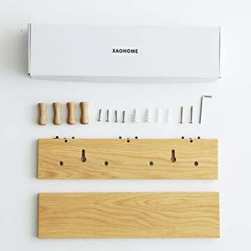 XAOHOME Wall Mount Coat Rack with Shelf, Sturdy Wooden Floating Shelf with Hooks Save Your Indoor Space, Wall Organizer siutable for Entryway, Mudroom, Kitchen, Bathroom, etc(Oak Finish)