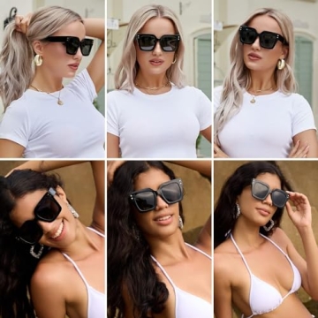 mosanana Retro Polarized Oversized Square Sunglasses for Women Men Vintage 70s Classic Trendy Fashion Stylish Large Wide Frame Shades MS52365