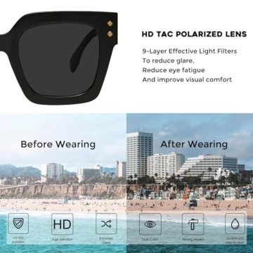 mosanana Retro Polarized Oversized Square Sunglasses for Women Men Vintage 70s Classic Trendy Fashion Stylish Large Wide Frame Shades MS52365