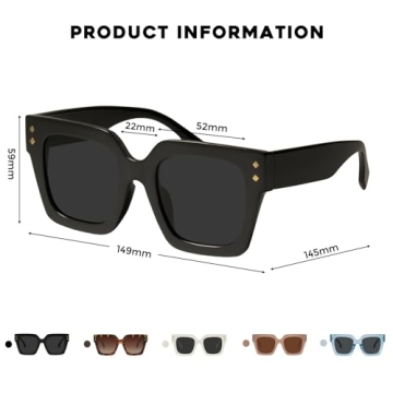 mosanana Retro Polarized Oversized Square Sunglasses for Women Men Vintage 70s Classic Trendy Fashion Stylish Large Wide Frame Shades MS52365