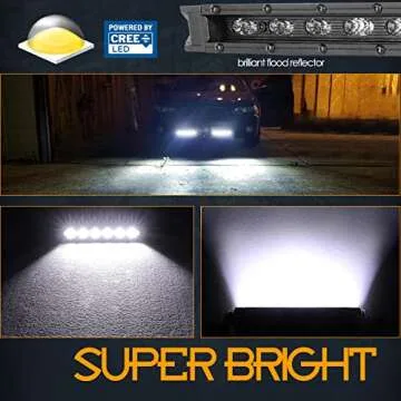 6 Inch Single Row LED Light Bars with Wiring Harness, Nirider Black Series CREE LED Pods 2PCS 60W Super Slim Flood LED Fog Light Rear Backup Light Bumper Light Pods for Truck Off Road UTV ATV