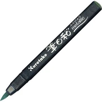 Kuretake ZIG FUDEBIYORI Brush Pens Metallic 6 colors set, perfect for lettering, illustration on dark papers, art, calligraphy, design, journaling, Archival quality, Odourless, Flexible brush tip