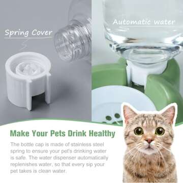 Dog Bowls, Cat Food and Water Bowl Set with Water Dispenser and Stainless Steel Bowl for Cats and Small Dogs - Green