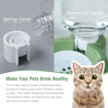 Dog Bowls, Cat Food and Water Bowl Set with Water Dispenser and Stainless Steel Bowl for Cats and Small Dogs - Green