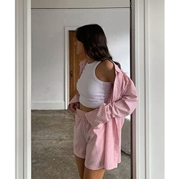 Stylish SAFRISIOR Women’s Casual Tracksuit Set - Pink Stripe