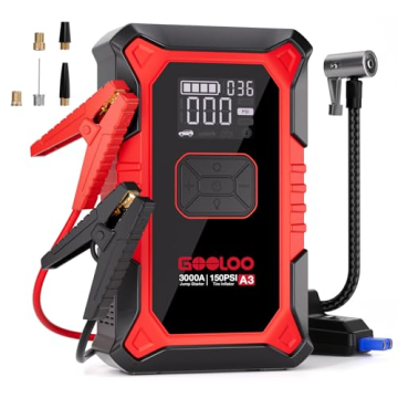 GOOLOO A3 Jump Starter with Air Compressor, 3000A Portable Car Battery Booster (9.0 Gas/6.5L Diesel)...