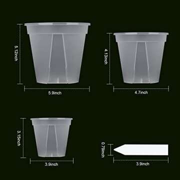 GREENPARA Transparent Plastic Planter 4/5 /6 inch Plant Nursery Pots with Drainage Hole Indoor Moder...