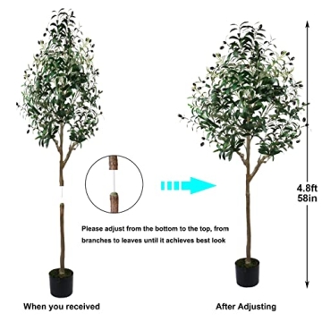HaiSpring 5ft Artificial Olive Tree Lifelike Indoor Outdoor Decor