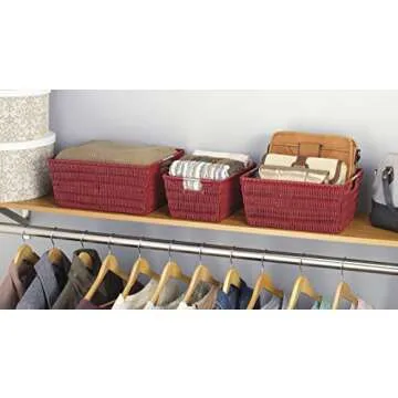 Whitmor 3 Pack Storage Baskets, Large Woven Baskets for Storage Shelves Home, Pantry Baskets Organiz...