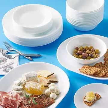 Corelle Vitrelle 38-Piece Service for 12 Dinnerware Set, Triple Layer Glass and Chip Resistant, Ligh...