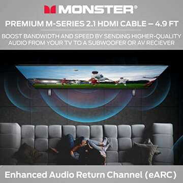 Monster M-Series 3000 Certified Premium 8K High Speed HDMI Cable - 2.1, 4K 120Hz HDMI Cable, 48 Gbps, 4.8ft- HDMI Cables for Apple TV, Roku, Smart TV, Laptop, Montior