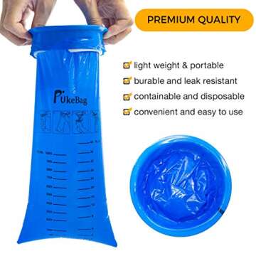 50 Pack Emesis Bag, Disposable Vomit Bags, Aircraft Barf Bags Car Sickness Bag, Nausea Bags for Travel Motion Sickness