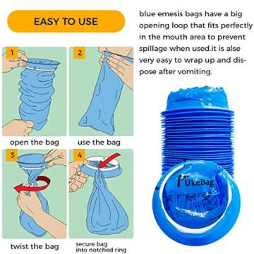 50 Pack Emesis Bag, Disposable Vomit Bags, Aircraft Barf Bags Car Sickness Bag, Nausea Bags for Travel Motion Sickness