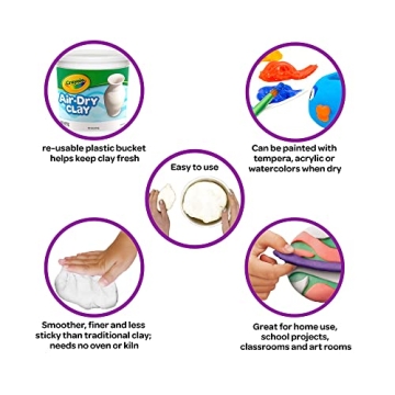 Crayola Air Dry Clay Bucket 5lb Resealable White Clay