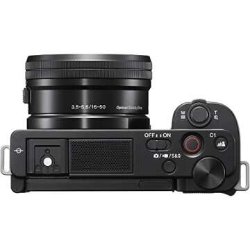 Sony ZV-E10 Mirrorless Camera with 16-50mm Lens (Black) (ILCZV-E10L/B) + 64GB Memory Card + Filter Kit + Corel Photo Software + Bag + NPF-W50 Battery + External Charger + Card Reader + More (Renewed)