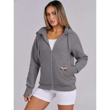 ANRABESS Womens Zip Up Hoodies Fleece Jackets Long Sleeve Sweatshirts Pockets Casual Fall Fashion Preppy Outfits Y2k Clothes Deep Grey X-Large