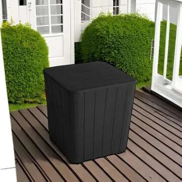 YITAHOME 11.5 Gallon Outdoor Side Table with Storage Small End Table for Coffee, Patio Decor,Cushions(Black)