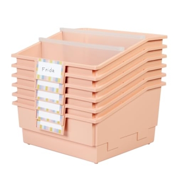 Peach Picture Book Bins 6 Pack Customizable Dividers Durable