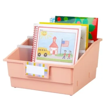 Peach Picture Book Bins 6 Pack Customizable Dividers Durable