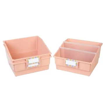 Peach Picture Book Bins 6 Pack Customizable Dividers Durable