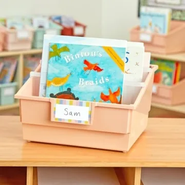 Peach Picture Book Bins 6 Pack Customizable Dividers Durable