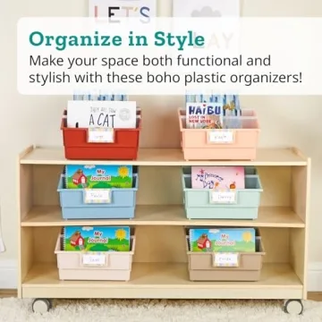 Peach Picture Book Bins 6 Pack Customizable Dividers Durable