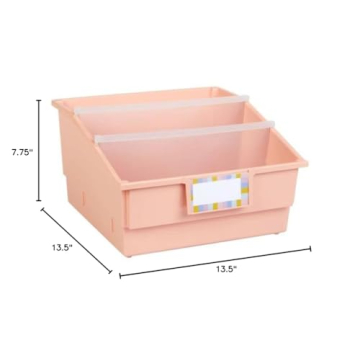 Peach Picture Book Bins 6 Pack Customizable Dividers Durable