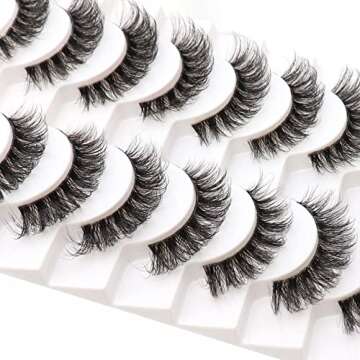 Veleasha Russian Strip Lashes with Clear Band Looks Like Eyelash Extensions D Curl Lash Strips 10 Pairs Pack (DT05)