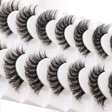 Veleasha Russian Strip Lashes with Clear Band Looks Like Eyelash Extensions D Curl Lash Strips 10 Pairs Pack (DT05)