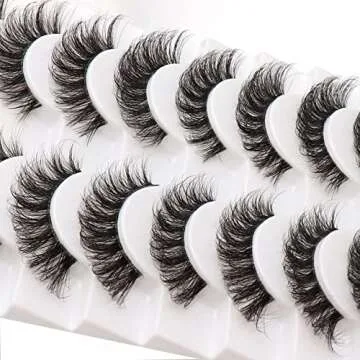 Veleasha Russian Strip Lashes with Clear Band Looks Like Eyelash Extensions D Curl Lash Strips 10 Pairs Pack (DT05)