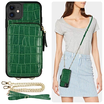 ZVE iPhone 11 Crocodile Wallet Case for Women