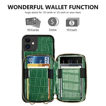 ZVE iPhone 11 Crocodile Wallet Case for Women
