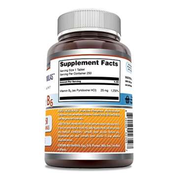 Vitamin B6 Pyridoxine 25mg - Non-GMO Supplement