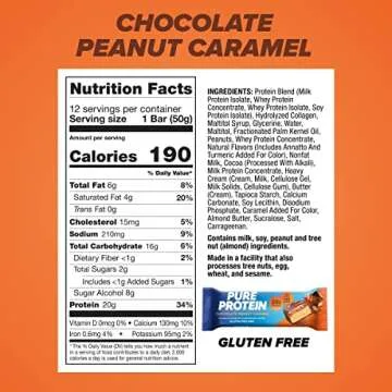 Pure Protein Bars, Delicious Chocolate Peanut Caramel