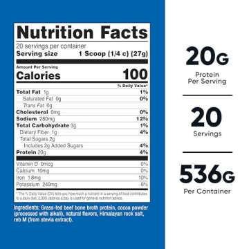 Nutricost Beef Bone Broth Protein Powder Chocolate (20 Servings) - Gluten-Free, GMO-Free