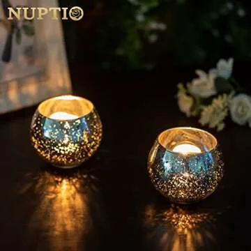 Nuptio Tealight Candle Holders Glass 6 Pack Silver Tea Light Candle Holder Votive Bulk Bling Small Vase Mercury Bowls Baby Shower Wedding Centerpiece Mantle Birthday Party Dinner Tables Decoration