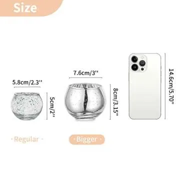 Nuptio Tealight Candle Holders Glass 6 Pack Silver Tea Light Candle Holder Votive Bulk Bling Small Vase Mercury Bowls Baby Shower Wedding Centerpiece Mantle Birthday Party Dinner Tables Decoration