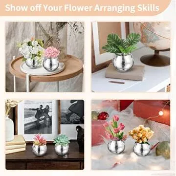 Nuptio Tealight Candle Holders Glass 6 Pack Silver Tea Light Candle Holder Votive Bulk Bling Small Vase Mercury Bowls Baby Shower Wedding Centerpiece Mantle Birthday Party Dinner Tables Decoration