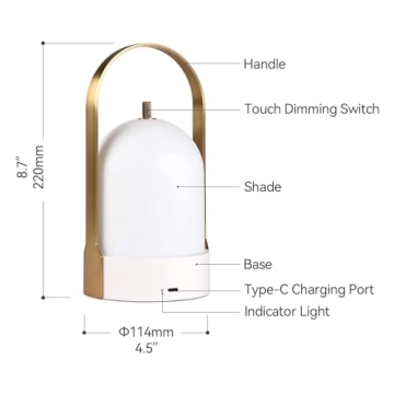 Tubicen Rechargeable Touch Dimmable Outdoor Lantern Lamp