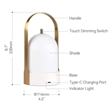 Tubicen Rechargeable Touch Dimmable Outdoor Lantern Lamp