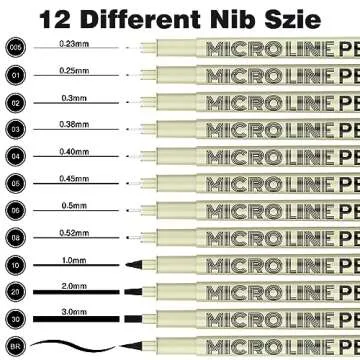 KERIFI Micro-Pen Fineliner Ink Pens, 12 Pack Black Micro Fine Point Drawing Pens Waterproof Archival...