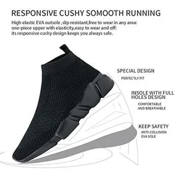 WXQ Men's Fashion Sneakers - Lightweight Breathable Walking Shoes Running Shoes Mesh Workout Casual Sports Shoes All Black