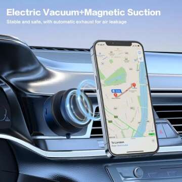 360 Rotatable Car Magnetic Phone Holder, Electric Vacuum Magnetic Suction Car Phone Mount, Electric Suction Cup Phone Mount, Strong Suction for Car Gym Bath Shower & All Smooth Surface (New-Black)