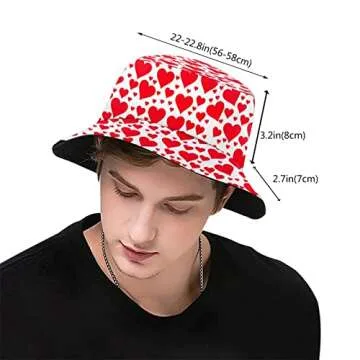 Valentine's Day Cap Heart Bucket Hats Heart Shaped Unique Design hat Beach Sun Proctection Hat for Women Men