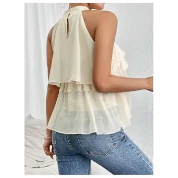 OYOANGLE Women's Stylish Sleeveless Chiffon Blouse