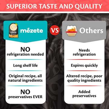 Mezete Hummus Variety Pack with Bread Sticks | 100% All-Natural Dips and Spreads | Ready to Go Vegan Dip | Shelf-Stable with No Preservatives | On-the-Go | Pack of 6