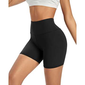 Promover Biker Shorts for Women Yoga Leggings Shorts Xmas Holidays 5 Inch Compression Running Workout Shorts (Black,M)