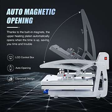 LETRA Auto Open Heat Press Machine, 16"x20" Clamshell Heat Press with Slide Out Base, 1600W Digital Sublimation Printer for T Shirts Bags Mouse Pads More, Heat Transfer Machine for Gifts Business