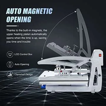LETRA Auto Open Heat Press Machine, 16"x20" Clamshell Heat Press with Slide Out Base, 1600W Digital Sublimation Printer for T Shirts Bags Mouse Pads More, Heat Transfer Machine for Gifts Business